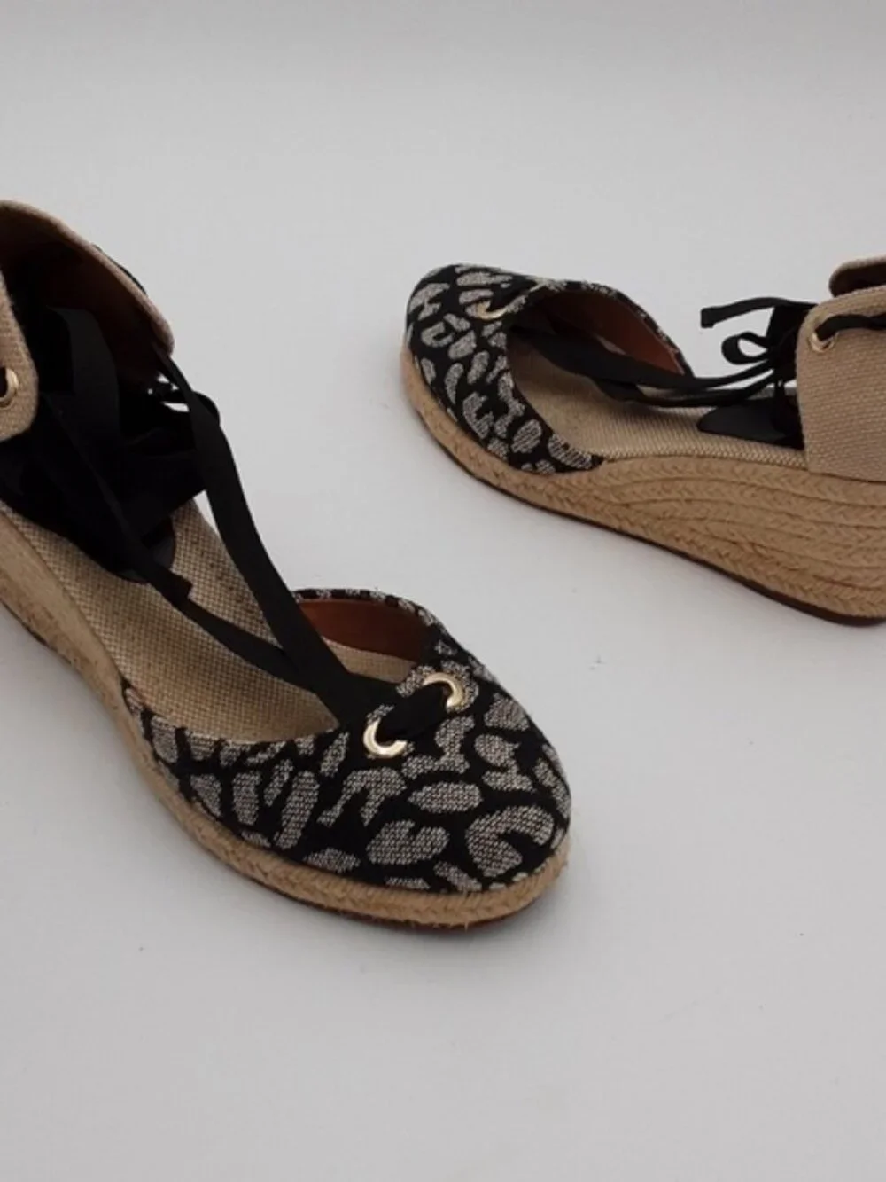 Santa Lolla women espadrille 6 animals printed metallic black boho vacation Y2K